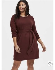 Torrid Dress Brown Raisin French Terry self tie shift dress size 00