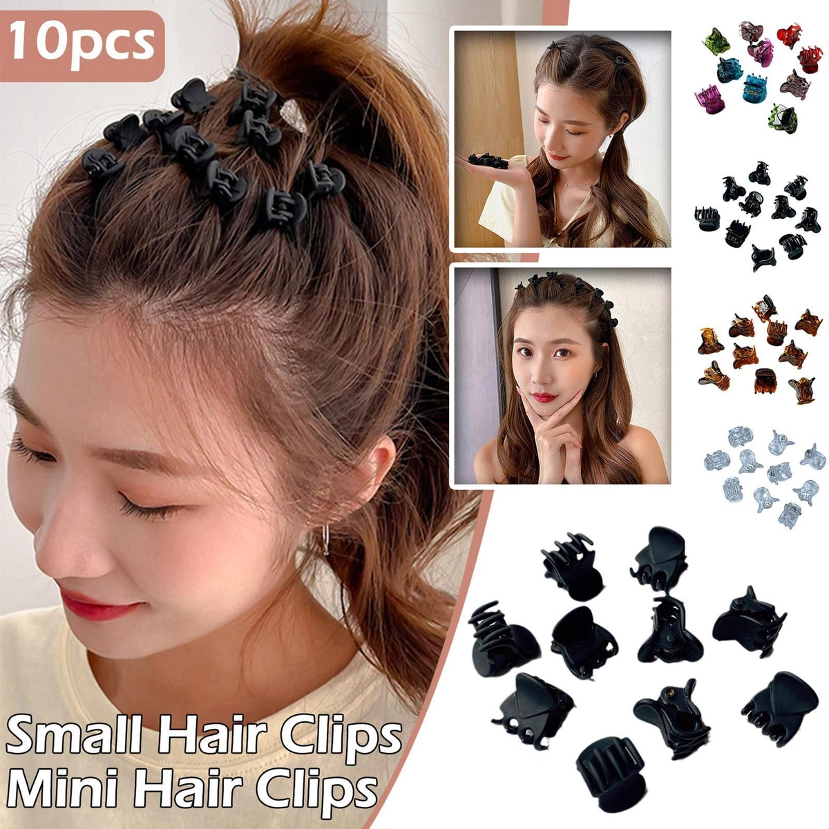 Amazon.com : Kitsch Small Hair Clips for Women - Recycled Plastic Small  Claw Clips & Mini Claw Clips for Hair, Mini Hair Clips for Thin Hair, Tiny  Jaw Clip for Hair |