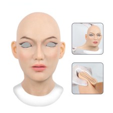 Realistic Silicone Female Head Mask Halloween Beauty Face for Crossdresser