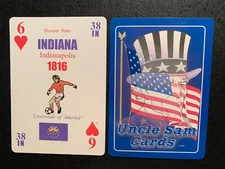 Swap Playing Card   UNCLE SAM  INDIANA   SIX  OF HEARTS   1991