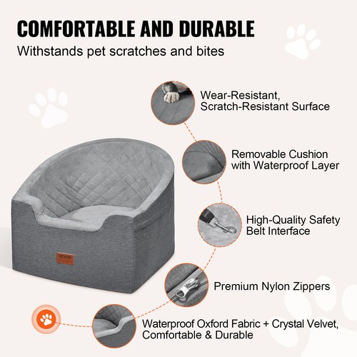 VEVOR Hunde Autositz Vorder/Rücksitz Hundesitz Auto 560x508x410mm 25kg Grau - Bild 3 von 12