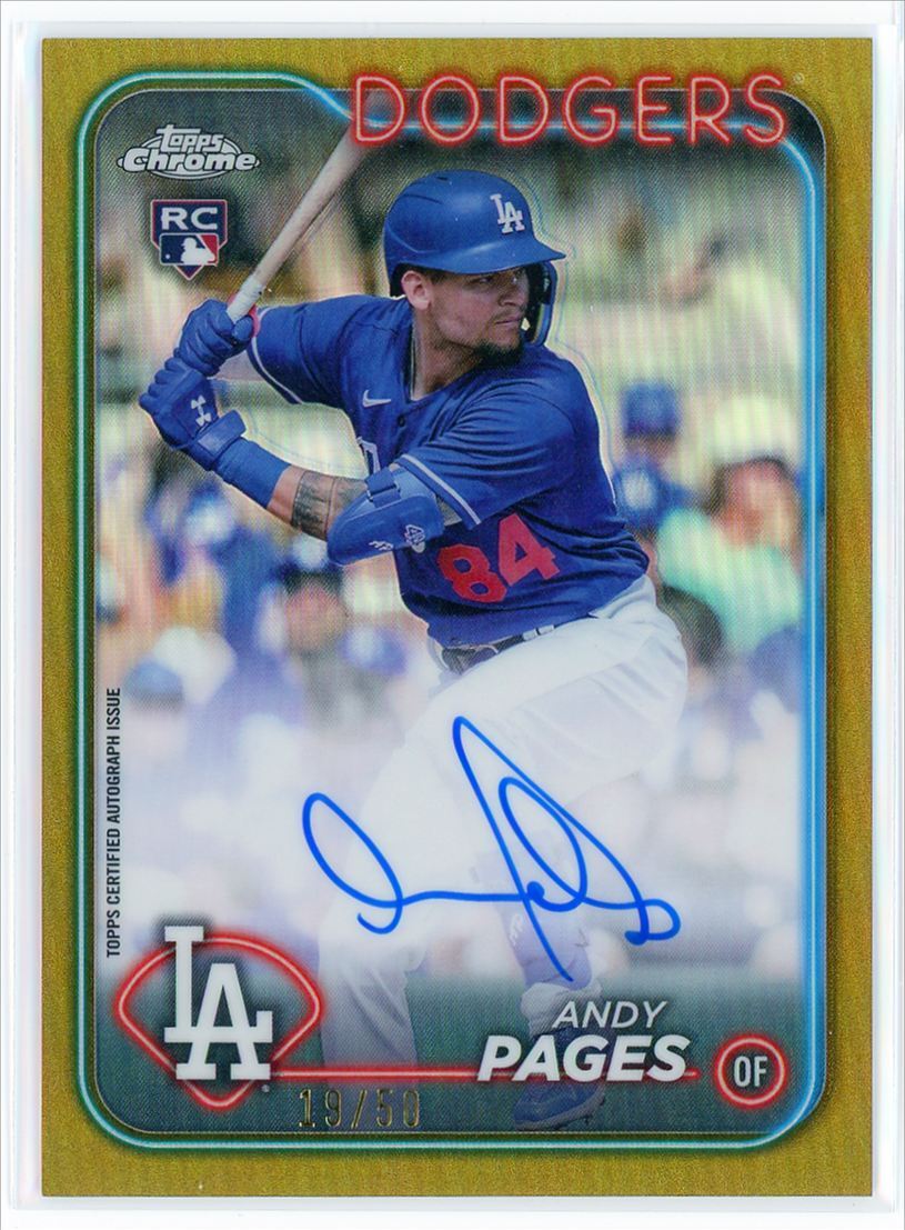 2024 Topps Chrome Update Autographs Gold Refractors Andy Pages 19/50 RC
