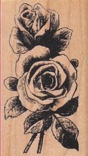 Double Roses 2 1/4 x 3 3/4" Rubber Stamp, Flower Stamp, Roses Stamp