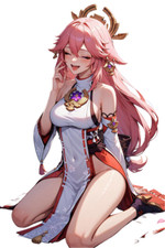 Yae Miko Genshin Impact Waifu Weatherproof Anime Sticker 6" Car Decal