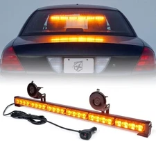 27 Inch Amber White LED Emergency Strobe Lights Bar Warning Traffic Advisor Lamp