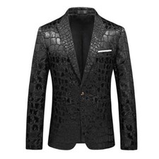 Mens Slim Fit Floral Tuxedo Blazer Host Party Wedding Button Dress Suits 1PC