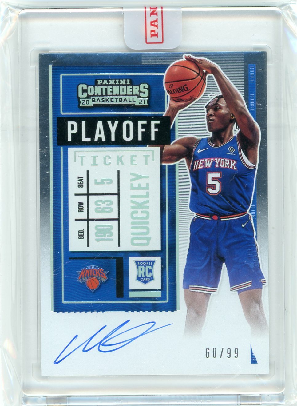 2020-21 Panini Contenders Playoff Rookie Ticket Auto #114 Immanuel Quickley /99
