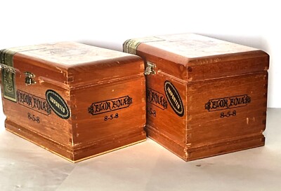 2 Vintage cedar wooden  Flor Fina cigar boxes 7  L . Almost both are in excellen