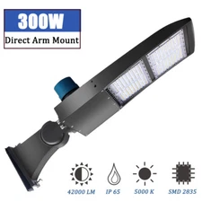 300W LED Parking Lot Light Direct Arm Mount w/Photocell Replace 700-1000W MH/HPS