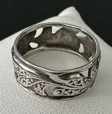 Vintage Signed Sterling 925 Open Work Flower Vine Band Ring Size 6