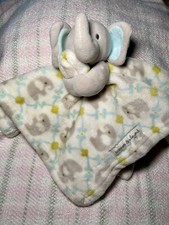 Blankets  Beyons Elephant Lovey Plush Security Baby Blue Grey 14"x14" EUC Soft
