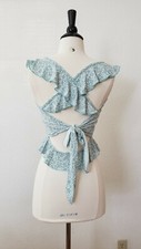 Urban Outfitters Top New Size Large XL Blue Floral Strappy Back Ruffles Crop