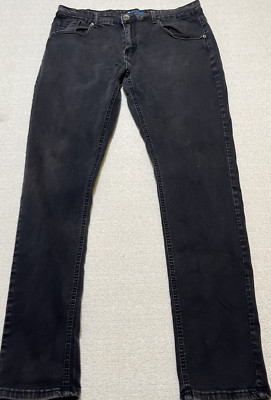 Rock Revolution Jeans Men 36(34)x32 Black Slightly Faded Straight Stretch Jeans