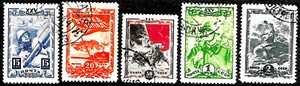 Russia #916-920, used -1943- Komsomol, 25th Anniversary - Complete Set