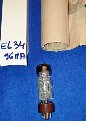  EL34 Mullard Brown Base Single O Getter Made in Britain Test Near NOS