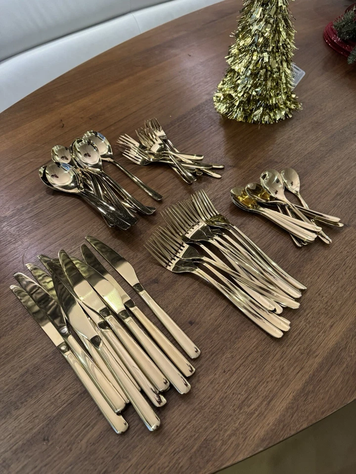 Besteckset Gold 60-tlg für 12 Personen Edelstahl Modern Tischbesteck Premium Set - Bild 1 von 4