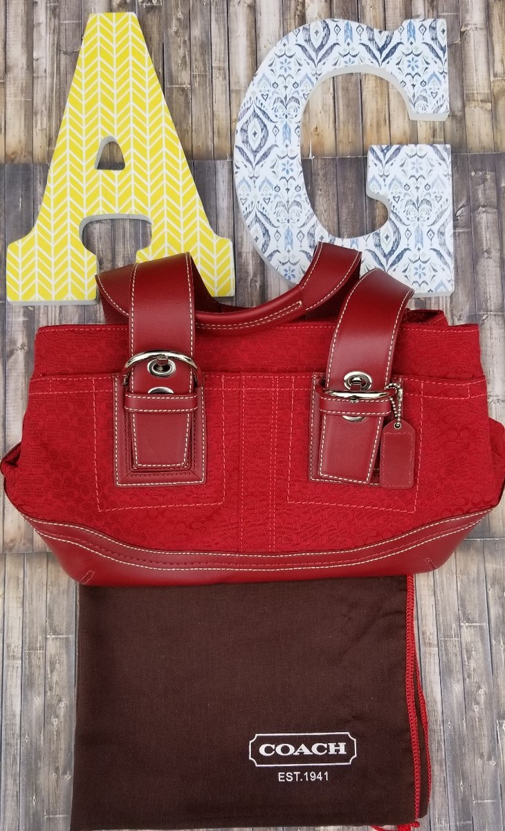 NEW**Coach Signature C Red CANVAS & Leather Soho Handbag NEW**Coach Signature C Red CANVAS & Leather Soho Handbag