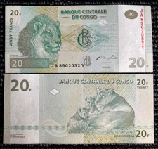 Congo 20 Francs 2003 Banknote World Paper Money UNC Currency Bill Note