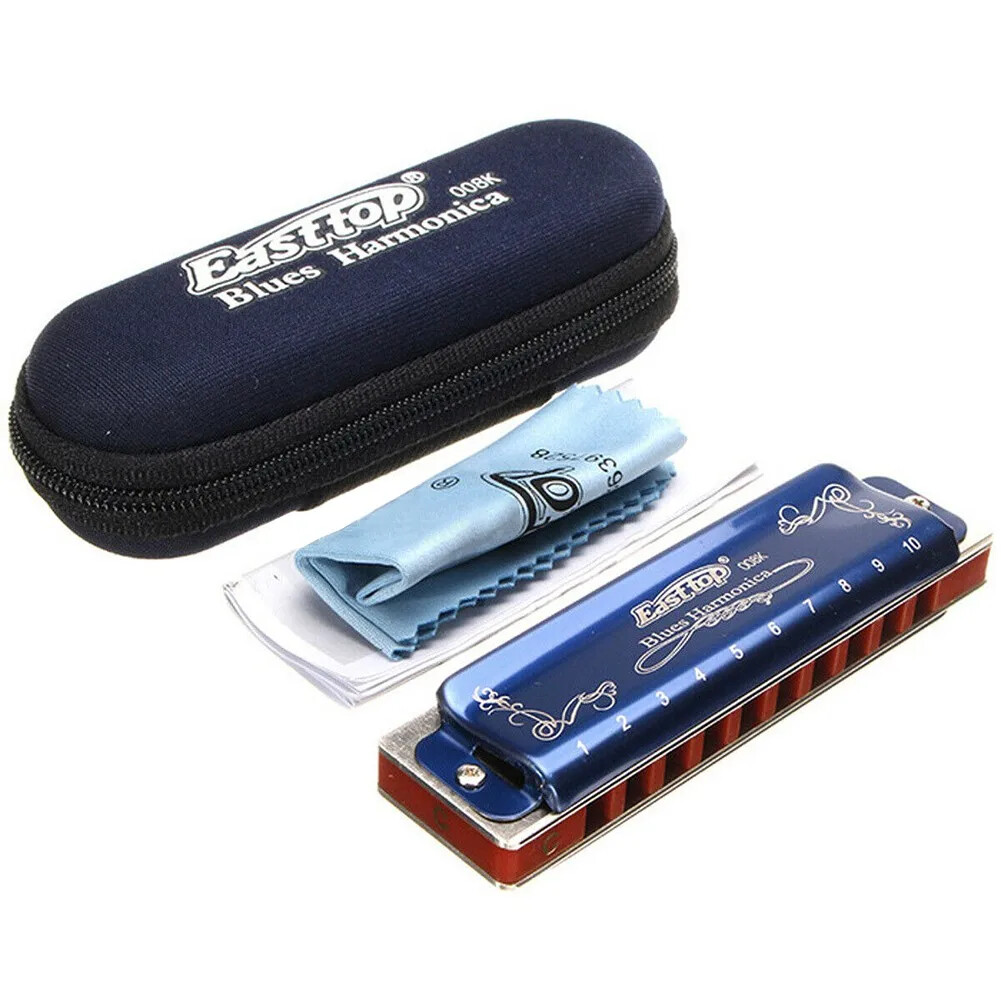 East top blues-harmonica toets G, 10 gaten diatonische mondharmonica T008, zilveren harmonica voor volwassenen, professionals en studenten East top blues-harmonica toets G, 10 gaten diatonische mondharmonica T008, zilveren harmonica voor volwassenen, professionals en studenten