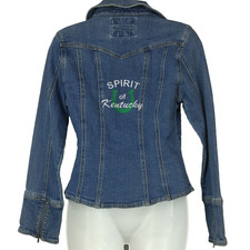 Blue Jean Denim Trucker Jacket Spirit Of Kentucky Small Horseshoe Equestrian