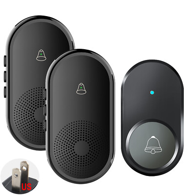 1 call button simultaneously calls 2 room bell receivers,Cordless doorbell,black