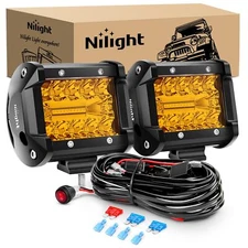 	Nilight 2PC 4Inch Amber Led Pods Triple Row 60W Flood Spot Combo Driving Fog	