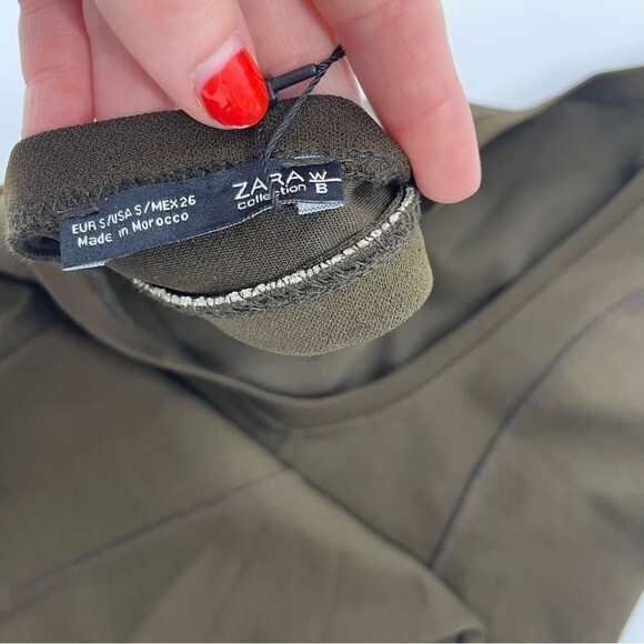 NWT ZARA Chocolate Brown Stretch Scoop Back Minimals Neutral Bodycon Midi Dress thumbnail 7