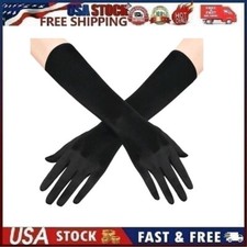 ZaZa Bridal 15.5" Long Shiny Stretch Satin Dress Gloves Below-The-Elbow Length