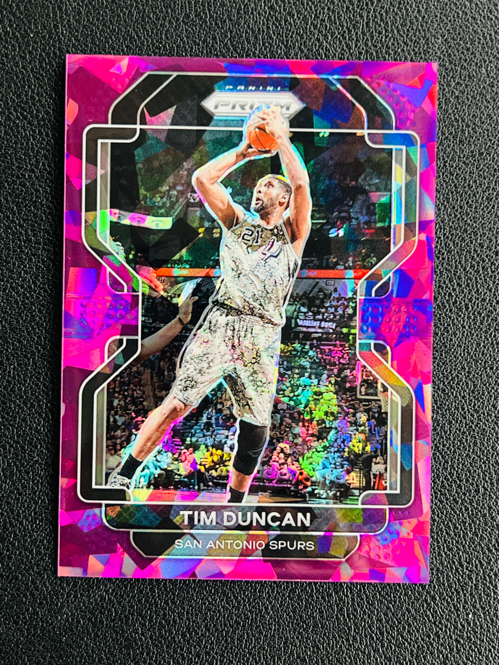 2021-22 Panini Prizm Tim Duncan Purple Cracked Ice Prizm 080/149 Spurs -LUS