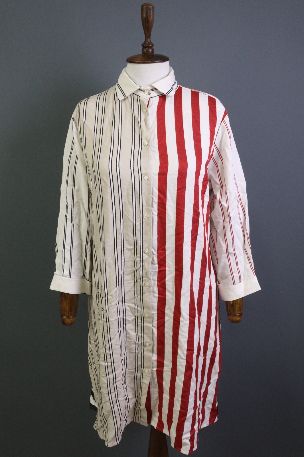 Vilagallo Multicolor Striped Button Down Rayon A-… - image 1