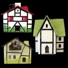 GERMAN CHRISTMAS PAPER COTTAGE  CHALET ORNAMENTS / YOUR CHOICE 