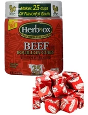 Herb Ox Beef Bouillon Cubes 3.25 Oz - 25 Cubes Per Jar. 