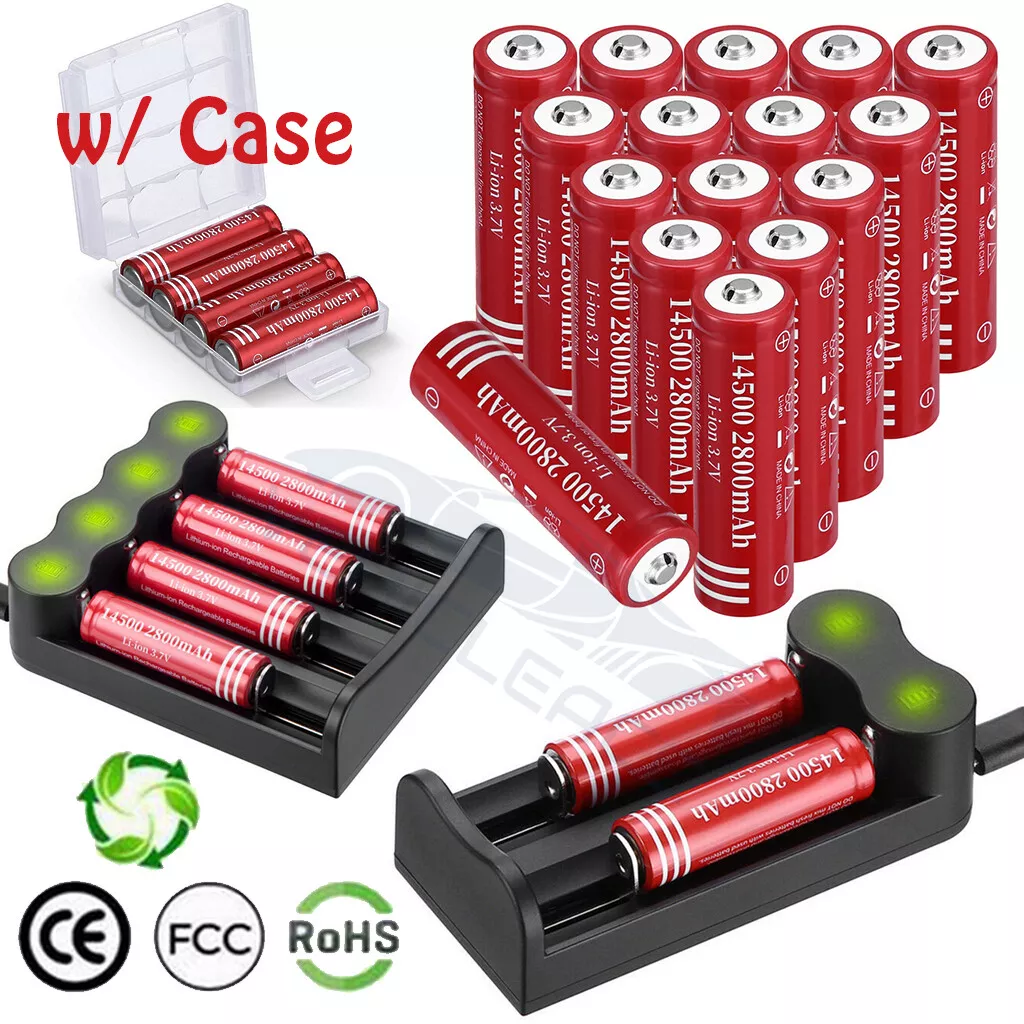 EBL 4-Pack 14500 3.7V 800mAh Li-Ion Rechargeable Batteries 