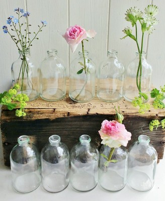 Bulk Set Of 10 Clear Mini Glass Single Stem Bottle Bud Vases 9 5cm