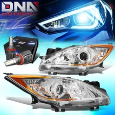 FOR 2010-2013 MAZDA 3 CHROME/AMBER CORNER PROJECTOR HEADLIGHT W/LED KIT+COOL FAN