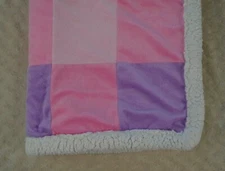 Cuddle Time Patchwork Squares Baby Blanket Pink Purple White Sherpa Cuddletime