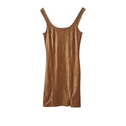 Velour Velvet Dress Light Brown Tan