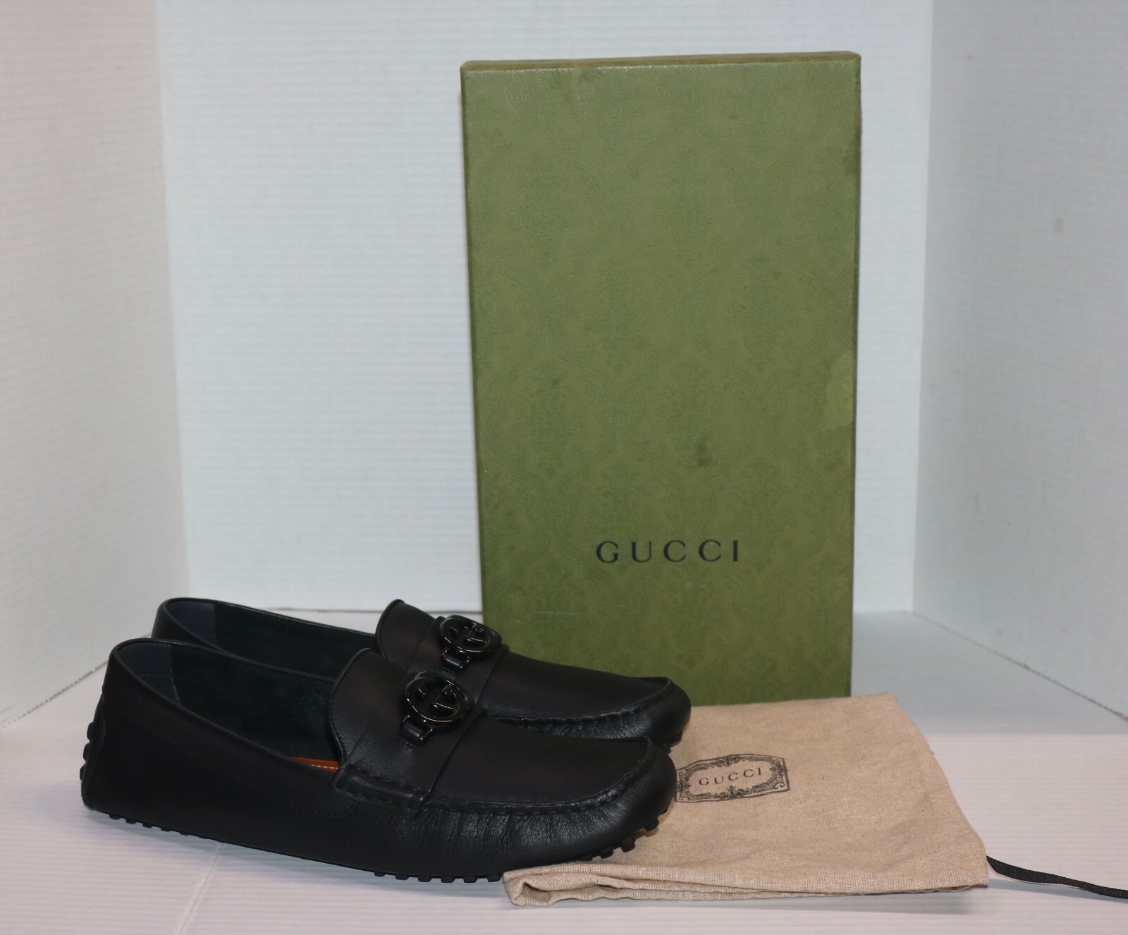 Gucci Interlocking G Driver Loafers Black Size 11.5 692379