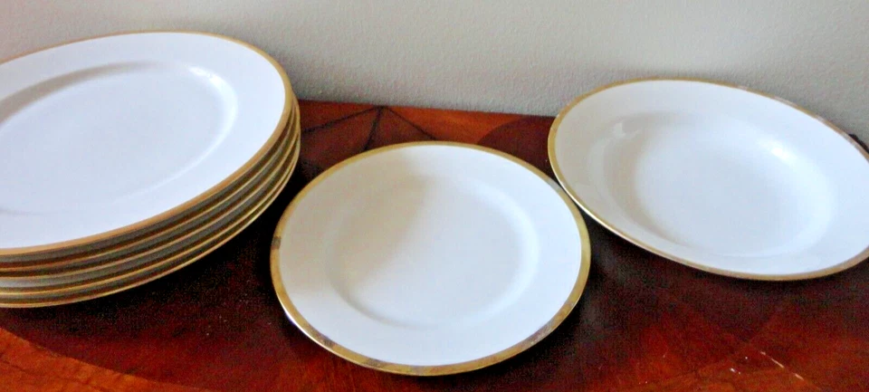 CAJA Y BARRIL BANGLADESH ORO RIBETE 7 PIEZAS 5 CENA I PLATO DE ENSALADA 1 TAZÓN DE SOPA Foto 2 de 4