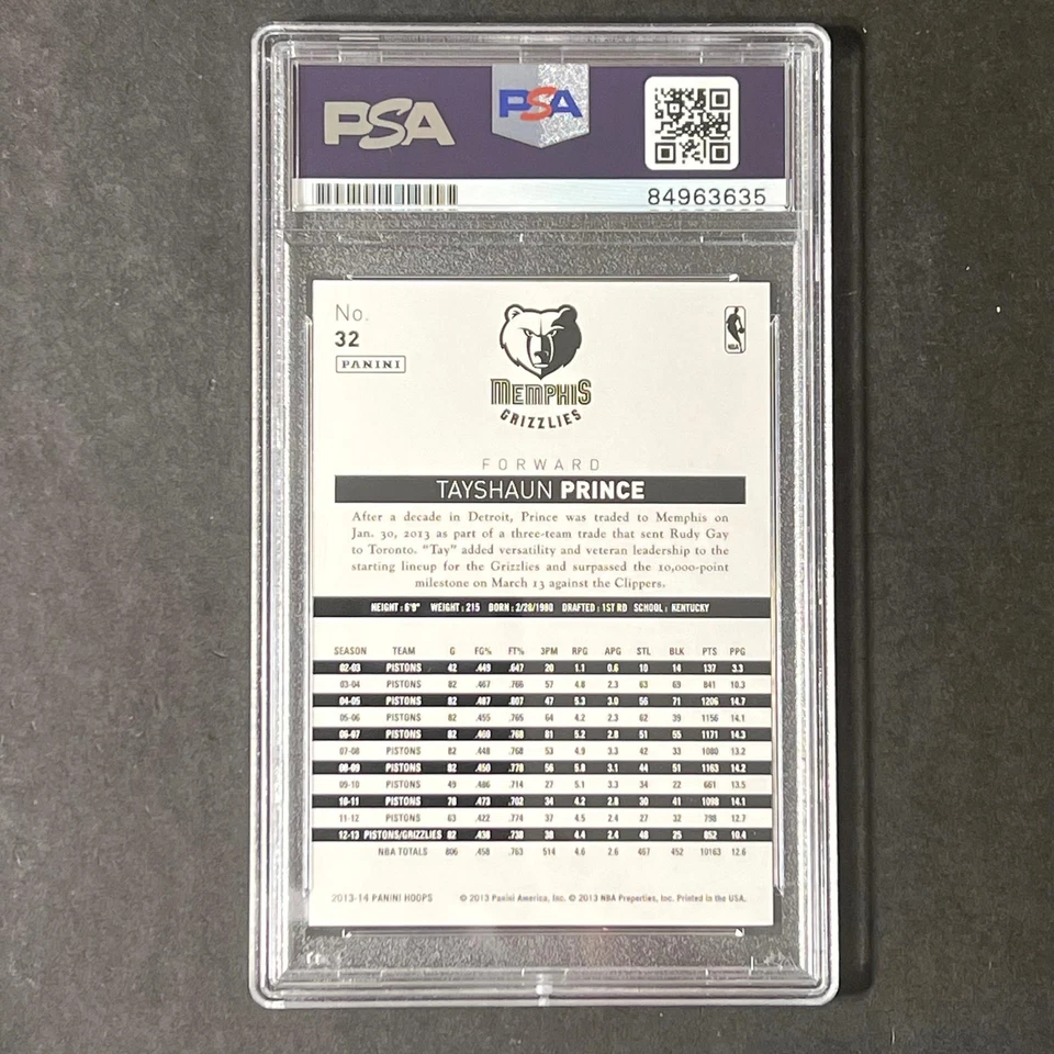 2013 Panini Hoops #32 Tayshaun Prince Signed Card AUTO PSA Slabbed Grizzlies - Image 2 of 2