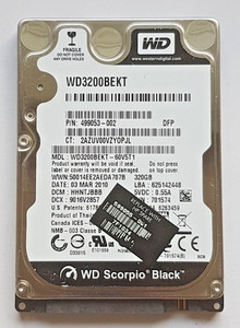 320 GB SATA Western Digital WD3200BEKT-60V5T1 7200rpm 16MB HDD 2.5" Festplatte