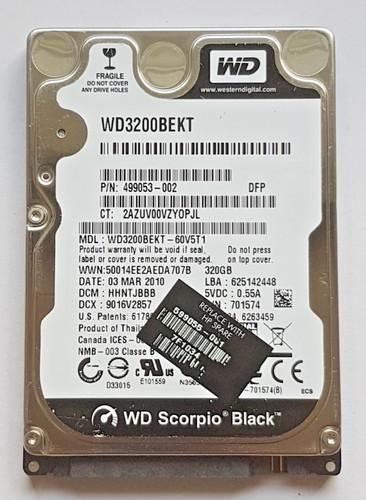 320 GB SATA Western Digital WD3200BEKT-60V5T1 7200rpm 16MB HDD 2.5" Festplatte