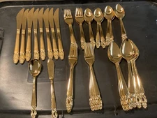 Lot of 50Pieces National Stainless Gold Electroplated Flatware Japan