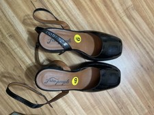 Free People  Mary Janes Double Stack Platform Leather Heels Black NEW- Size 9