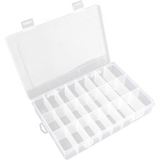 24 Grid Clear Plastic Organizer Box with Adjustable Dividers for Craft Beads