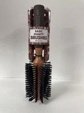 High-Density 100% Boar Med Bristles Wood Round Brush for Blow-Drying 12 Rows , L