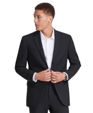DKNY Mens Modern fit 2 Piece Suit 36 S / 29 Waist Black Stretch