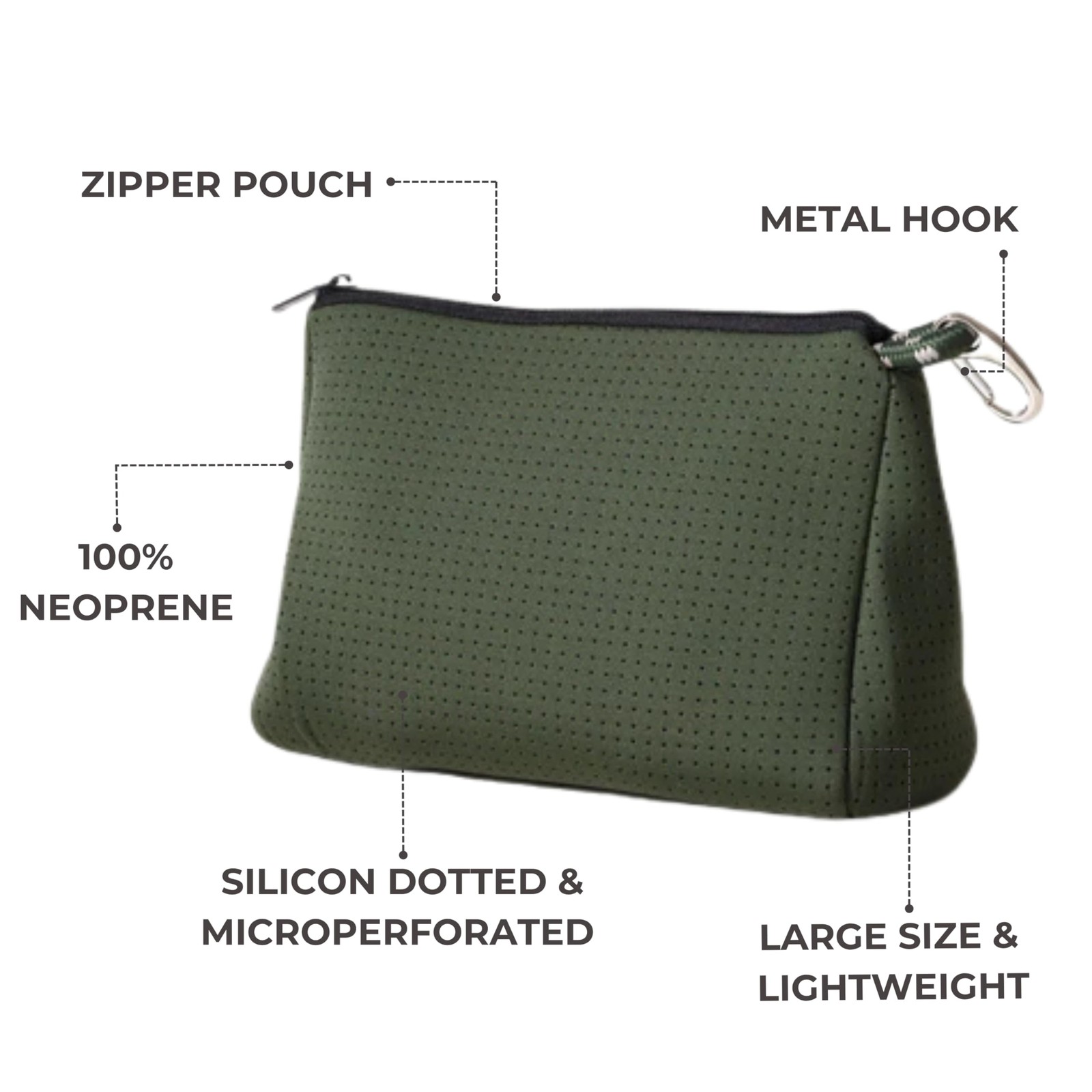 Brand Large Makeup Bag with Zipper - Neoprene Machine Washable Travel Toiletr...
