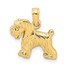 10k Yellow Gold Schnauzer Dog Charm Pendant L 17mm, W 14mm