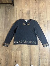 Christopher Banks Embroidered Floral Sweater - Medium Women's